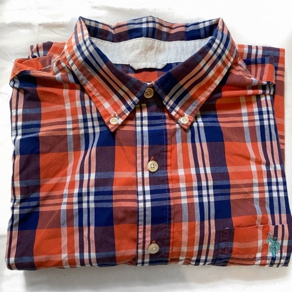U.S polo mens button down shirt size 2XL plaid